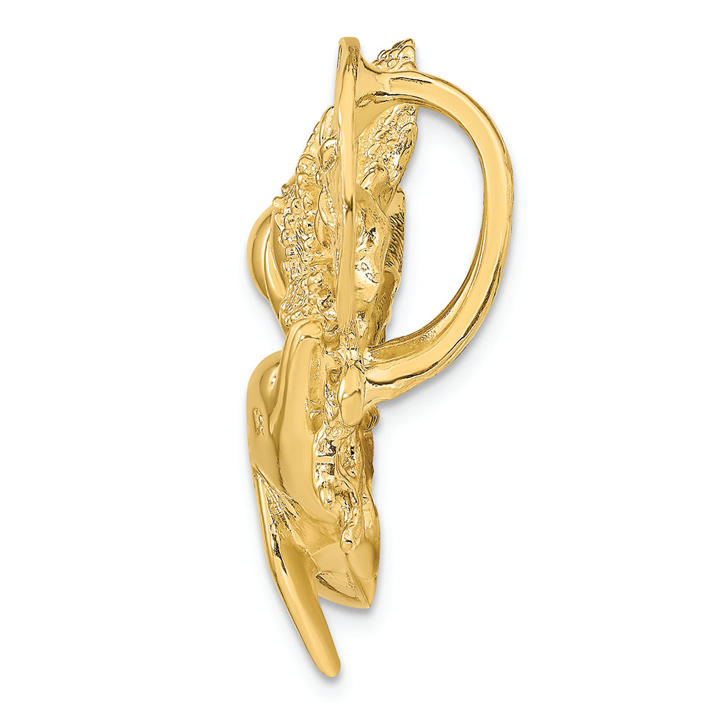 FJC Finejewelers 14k Yellow Gold Dolphin And Shell Cluster Slide Charm