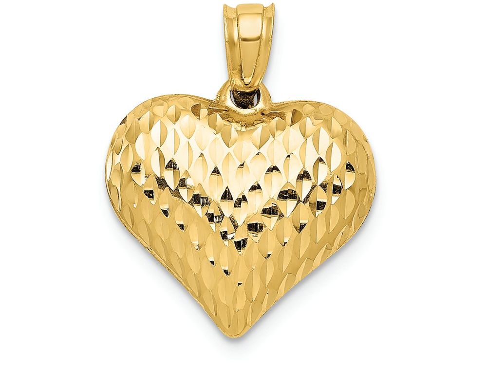 FJC Finejewelers 14k Yellow Gold Bright Cut Puffed Heart Charm