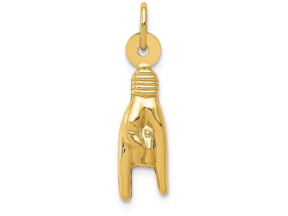 FJC Finejewelers 14k Yellow Gold Rock On Sign Charm