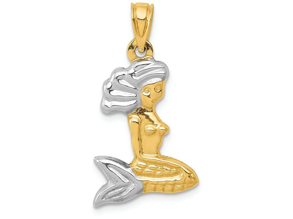 FJC Finejewelers 14k Yellow Gold with Rhodium 3d Mermaid Charm