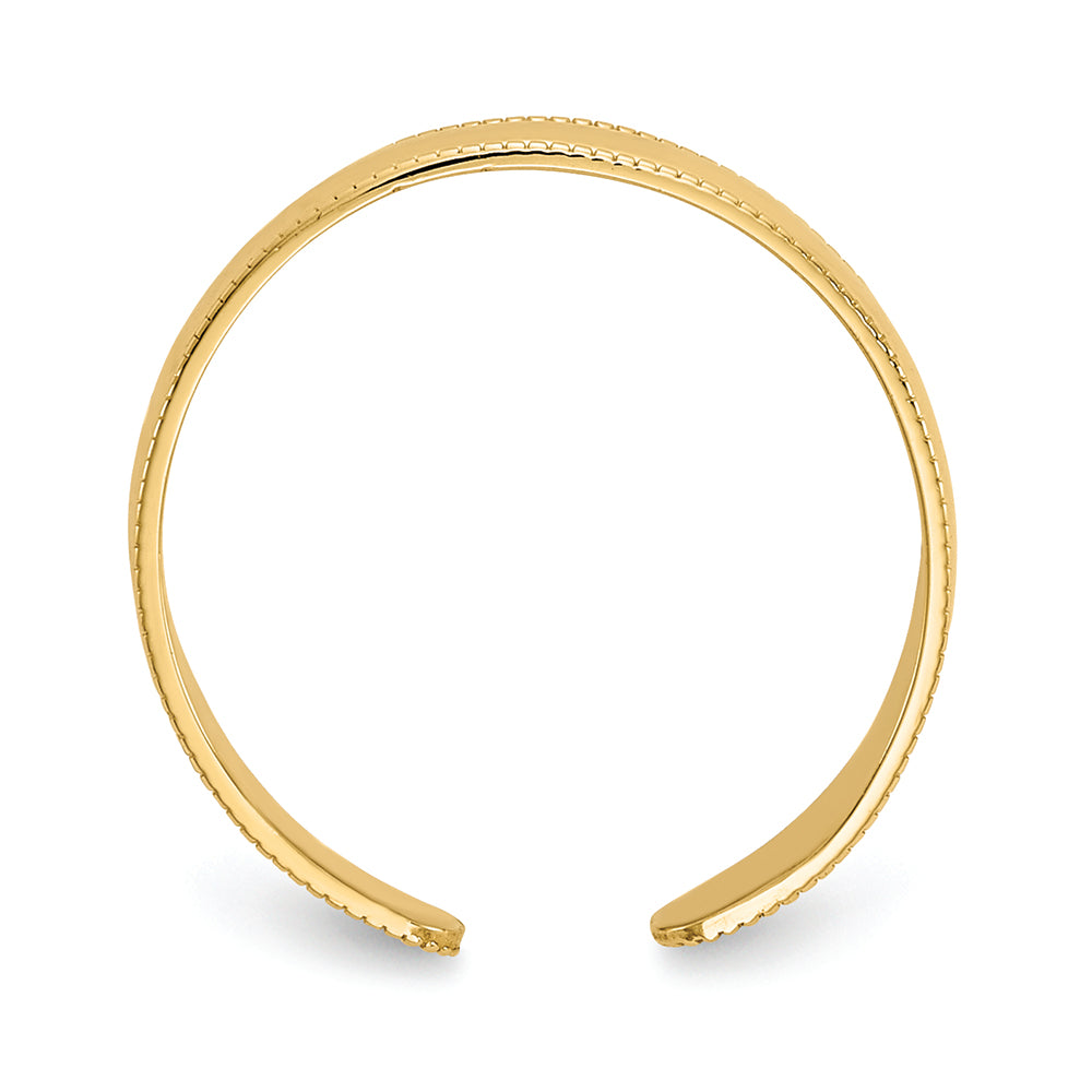 FJC Finejewelers 14k Yellow Gold Mill Grain Adjustable Toe Ring 3mm wide