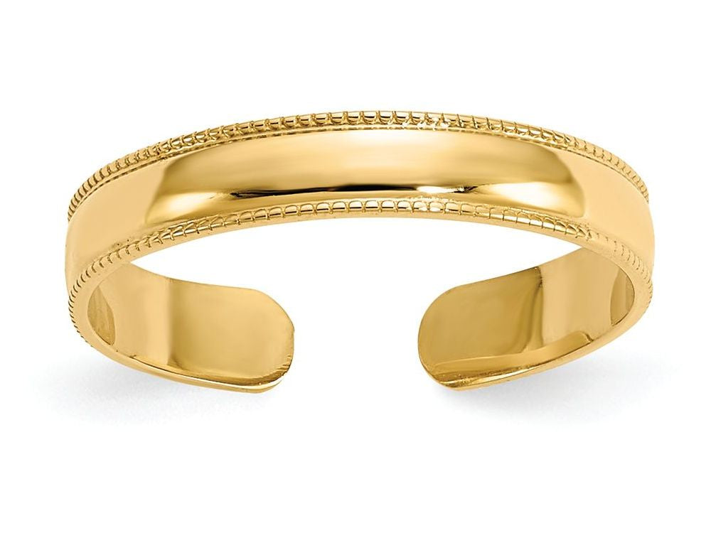 FJC Finejewelers 14k Yellow Gold Mill Grain Adjustable Toe Ring 3mm wide