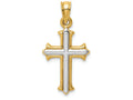 FJC Finejewelers 14k with with Rhodium Reversible Hollow Cross Charm