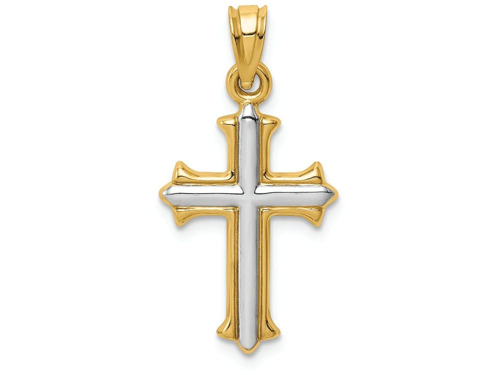 FJC Finejewelers 14k with with Rhodium Reversible Hollow Cross Charm