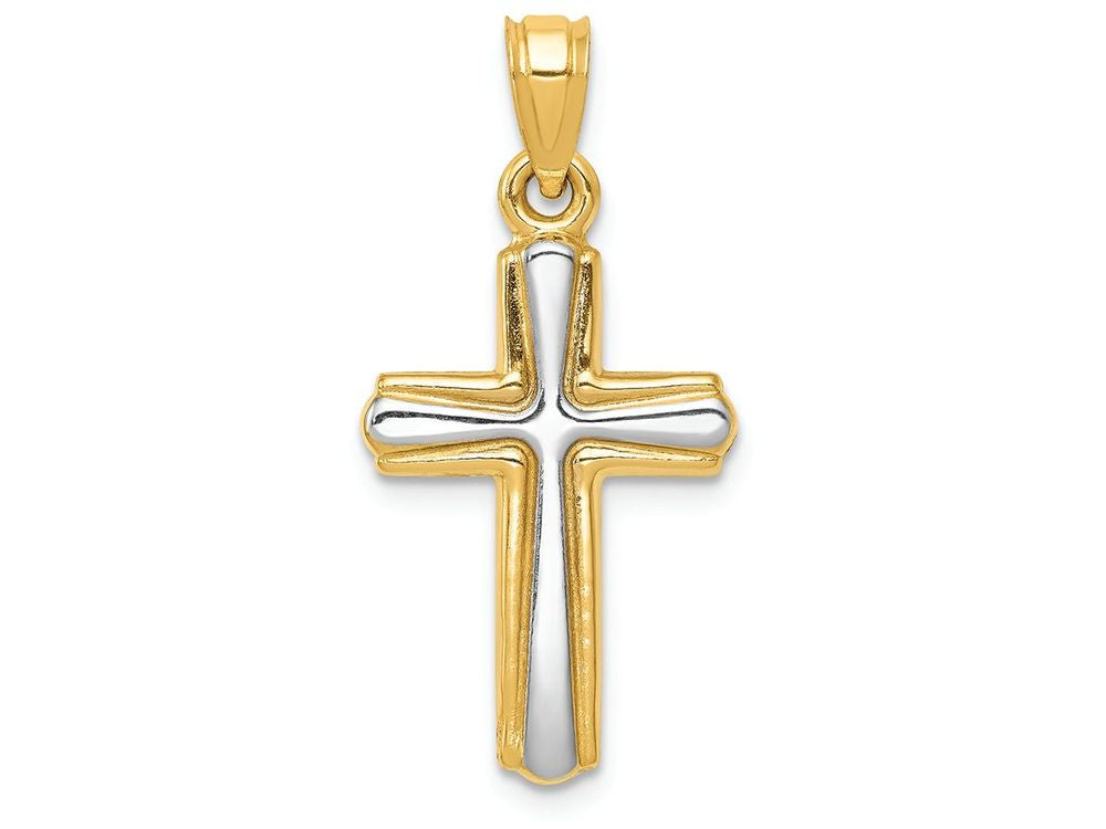 FJC Finejewelers 14k Yellow Gold with with Rhodium Cross Charm