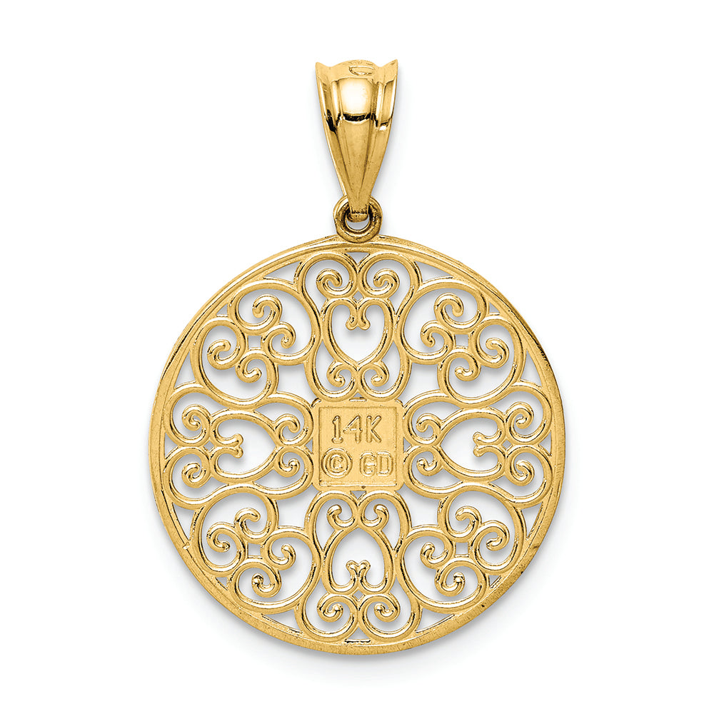 FJC Finejewelers 14k Yellow Gold Fancy Filigree Bright Cut Charm