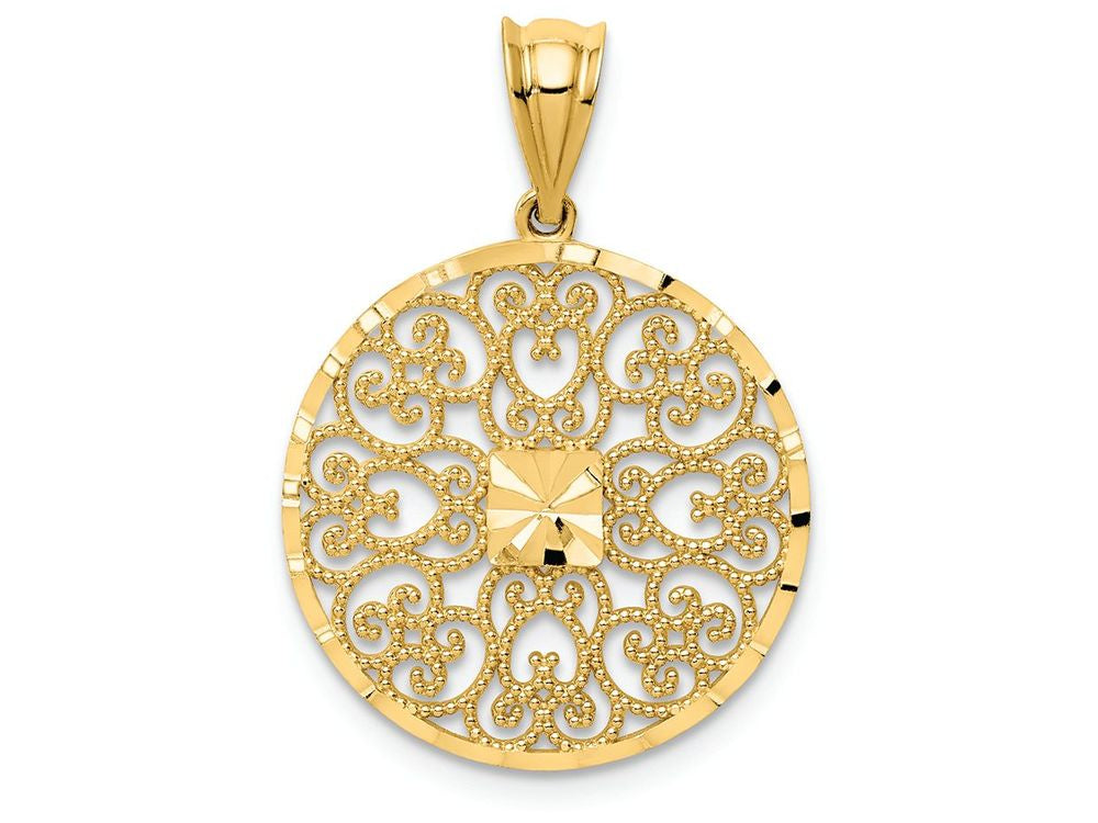 FJC Finejewelers 14k Yellow Gold Fancy Filigree Bright Cut Charm