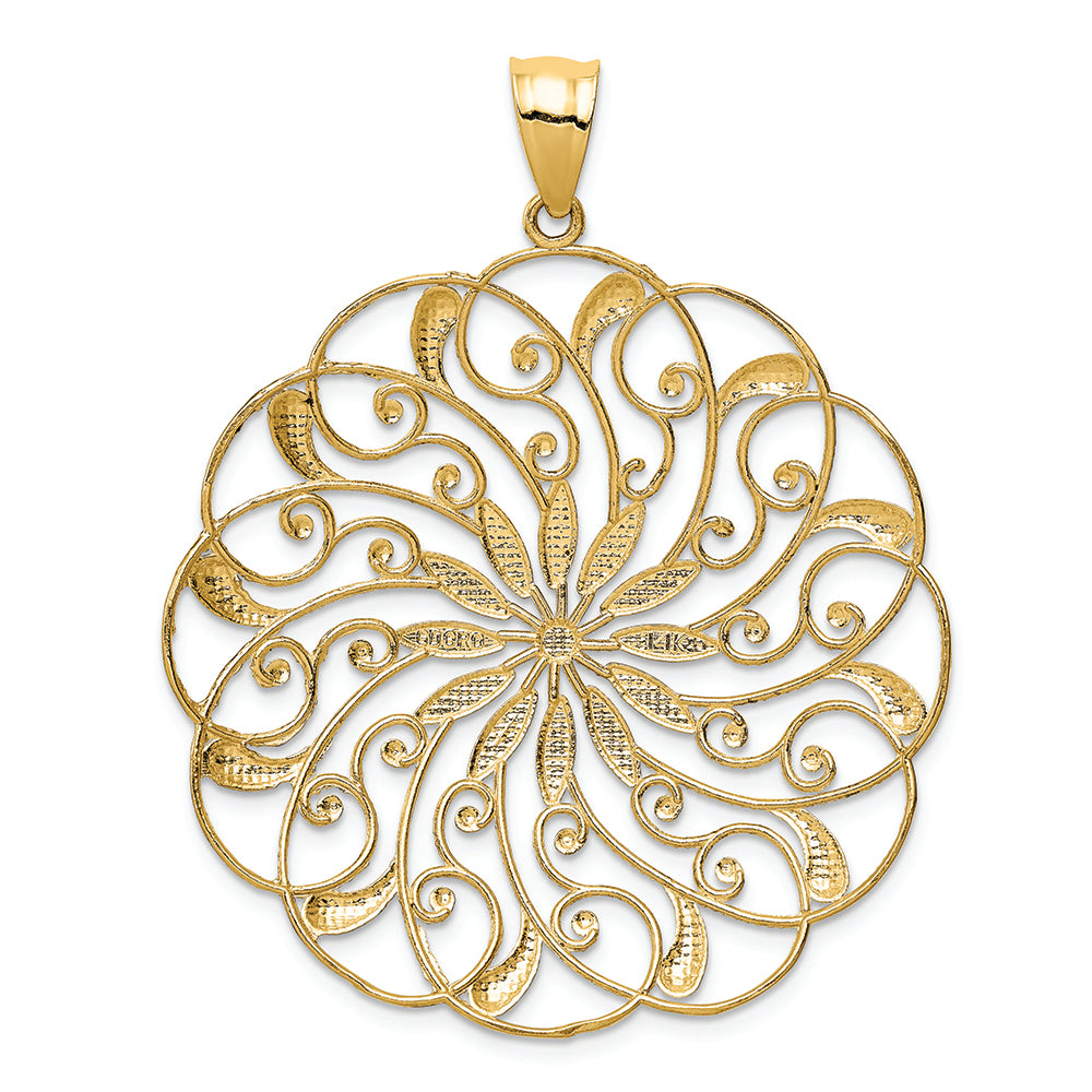 FJC Finejewelers 14k Yellow Gold with Rhodium Meridian Swirl Charm