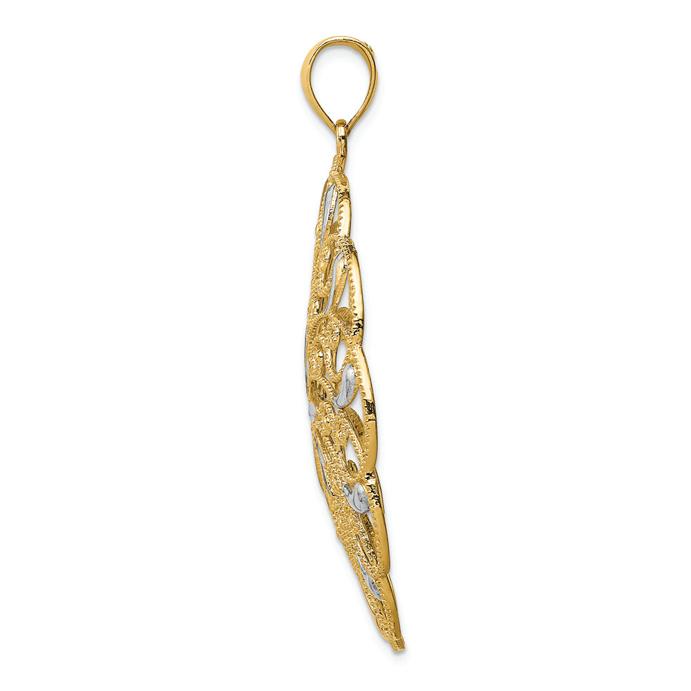 FJC Finejewelers 14k Yellow Gold with Rhodium Meridian Swirl Charm