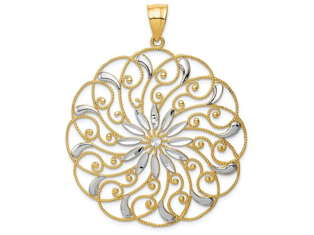 FJC Finejewelers 14k Yellow Gold with Rhodium Meridian Swirl Charm