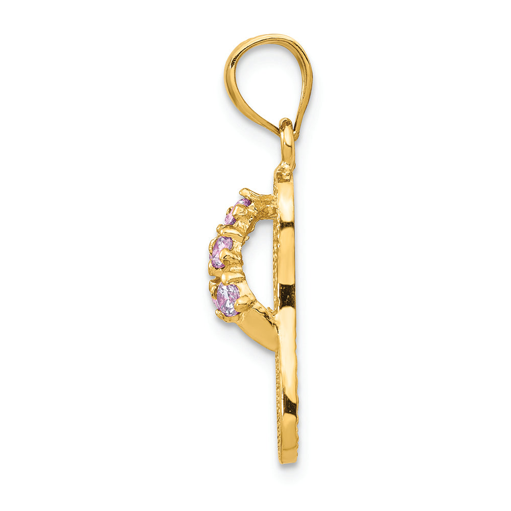 FJC Finejewelers 14k Yellow Gold February CZ Birth Month Stone Flip Flop Charm