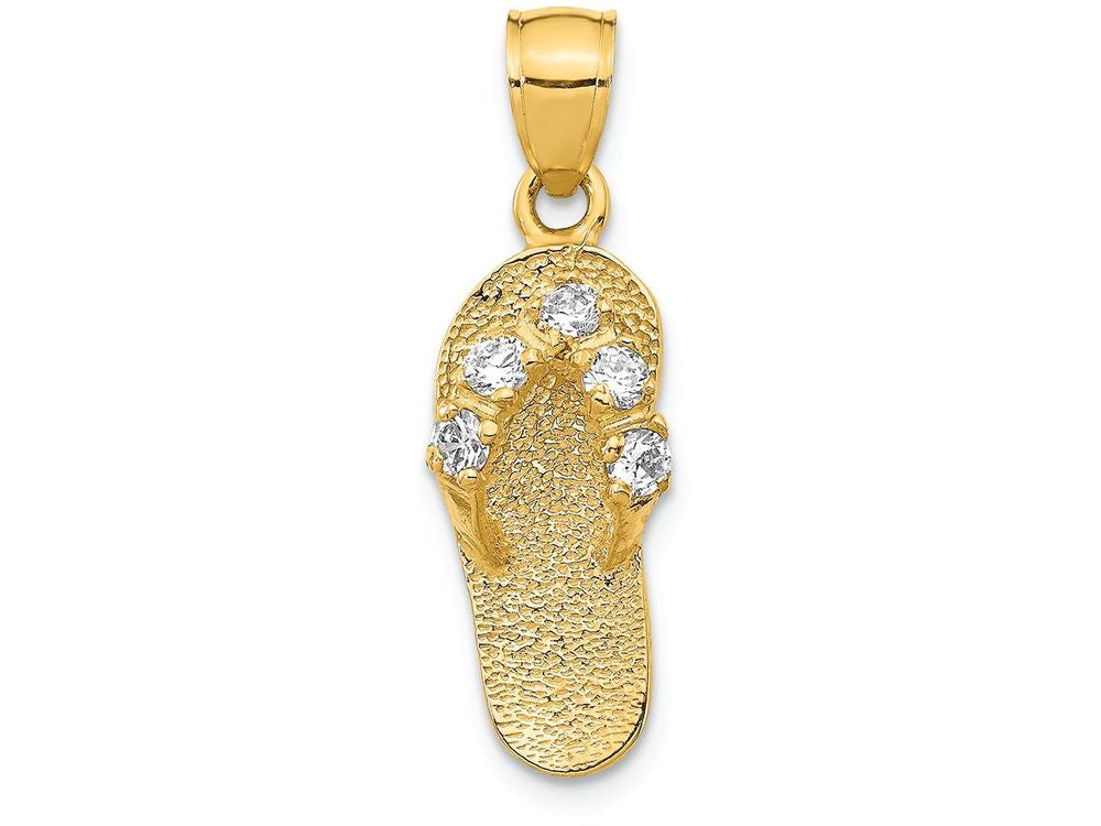 FJC Finejewelers 14k Yellow Gold April CZ Birth Month Stone Flip Flop Charm