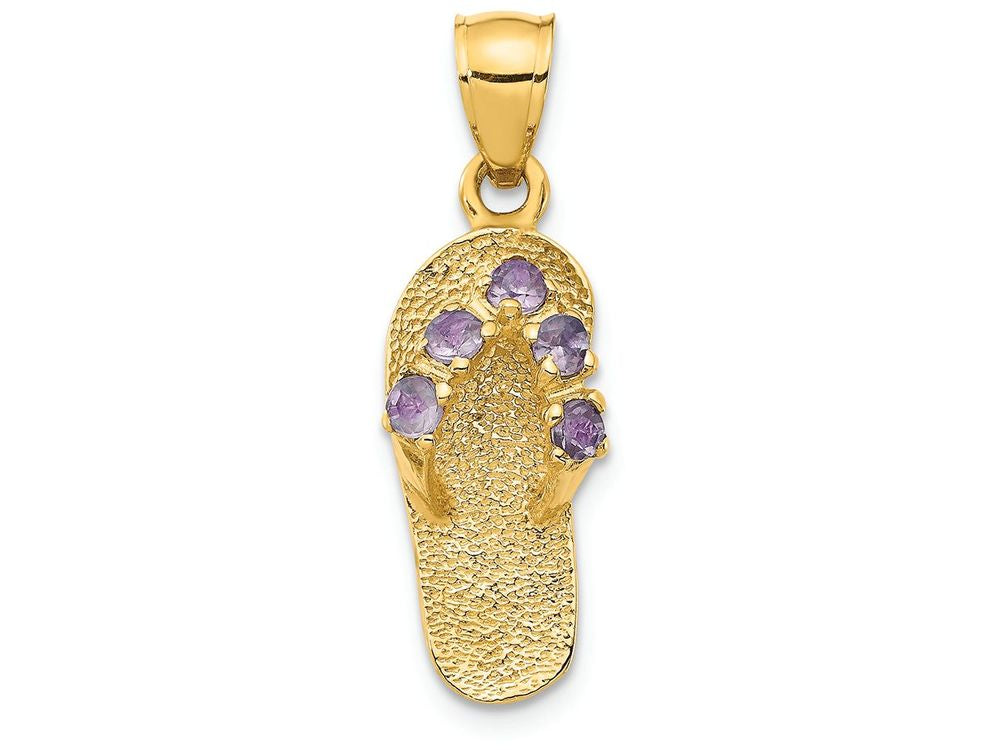 FJC Finejewelers 14k Yellow Gold June CZ Birth Month Stone Flip Flop Charm
