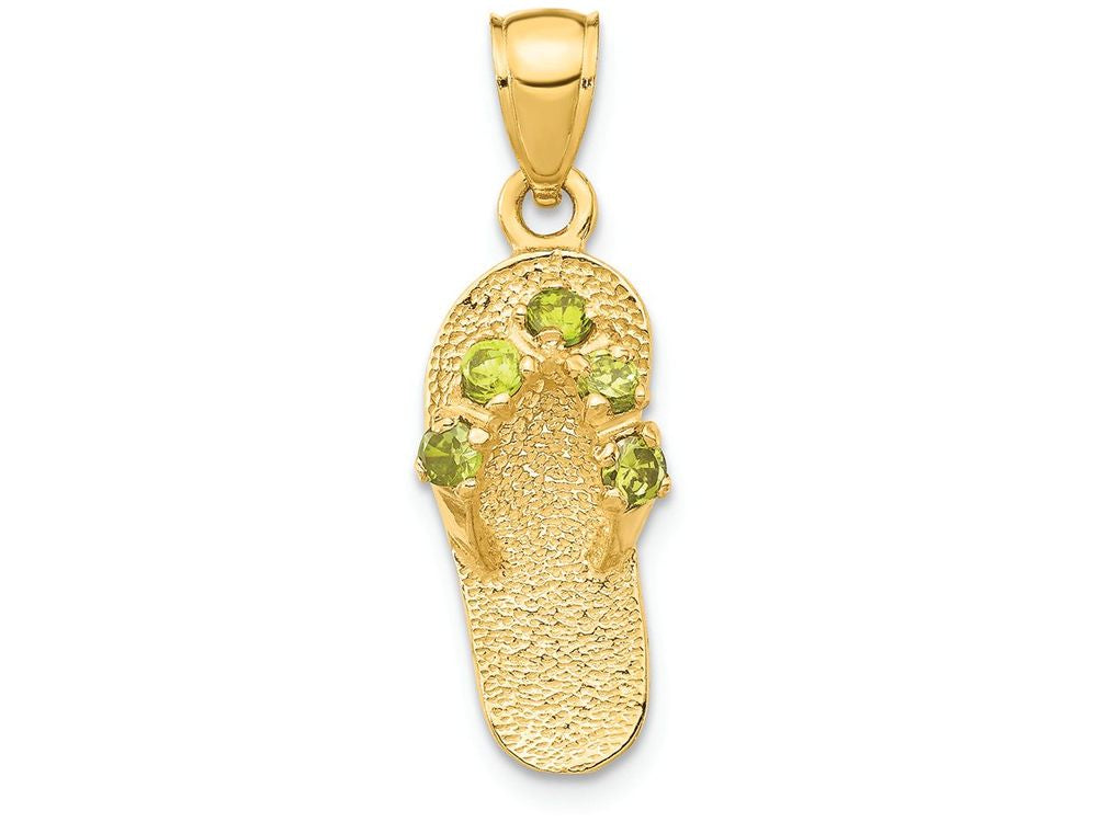 FJC Finejewelers 14k Yellow Gold August CZ Birth Month Stone Flip Flop Charm