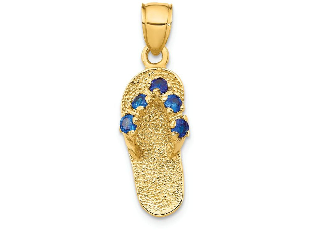 FJC Finejewelers 14k Yellow Gold September CZ Birth Month Stone Flip Flop Charm