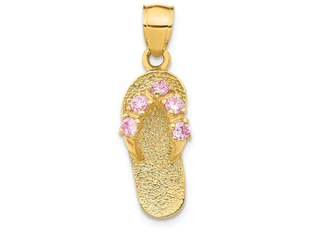 FJC Finejewelers 14k Yellow Gold October CZ Birth Month Stone Flip Flop Charm