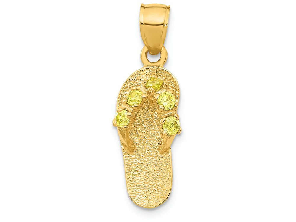 FJC Finejewelers 14k Yellow Gold November CZ Birth Month Stone Flip Flop Charm