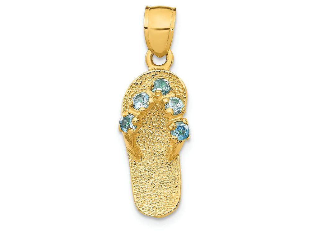FJC Finejewelers 14k Yellow Gold December CZ Birth Month Stone Flip Flop Charm