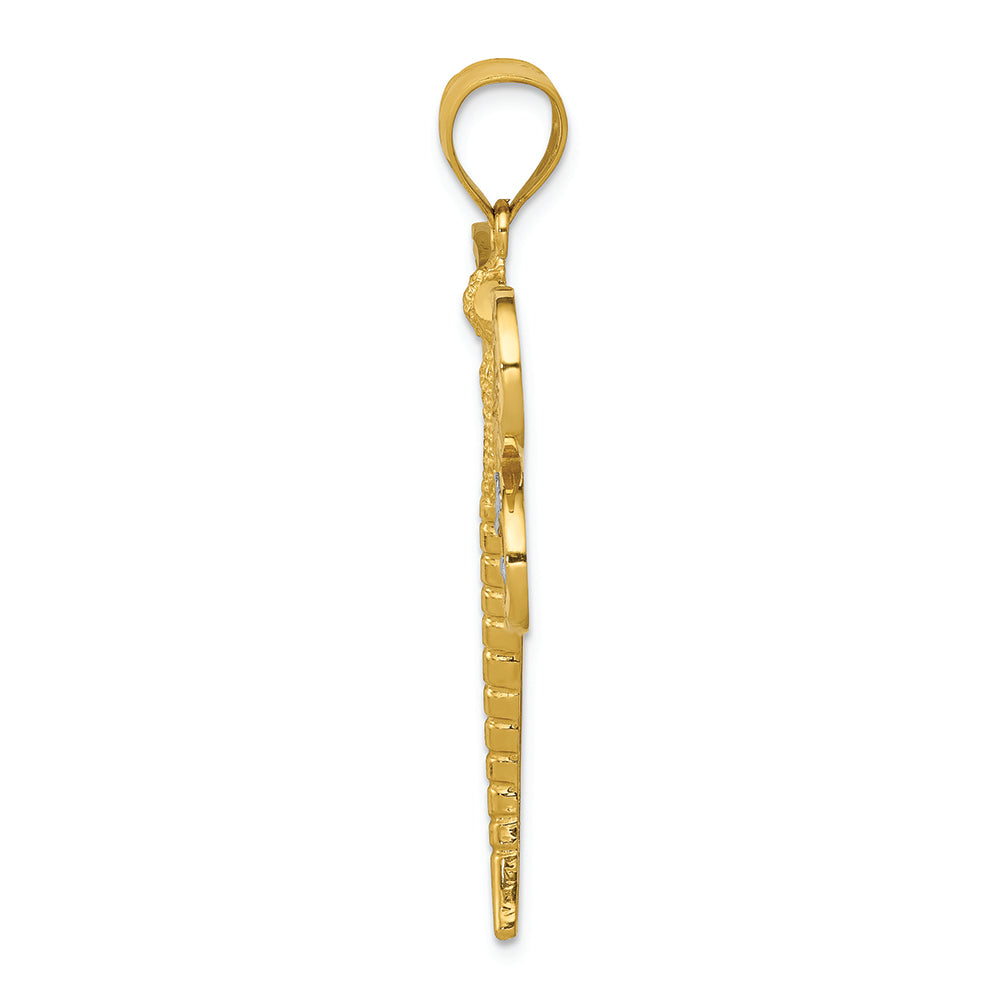 FJC Finejewelers 14k Yellow Gold with Rhodium Bright Cut Filigree Dragonfly Charm