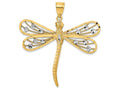 FJC Finejewelers 14k Yellow Gold with Rhodium Bright Cut Filigree Dragonfly Charm