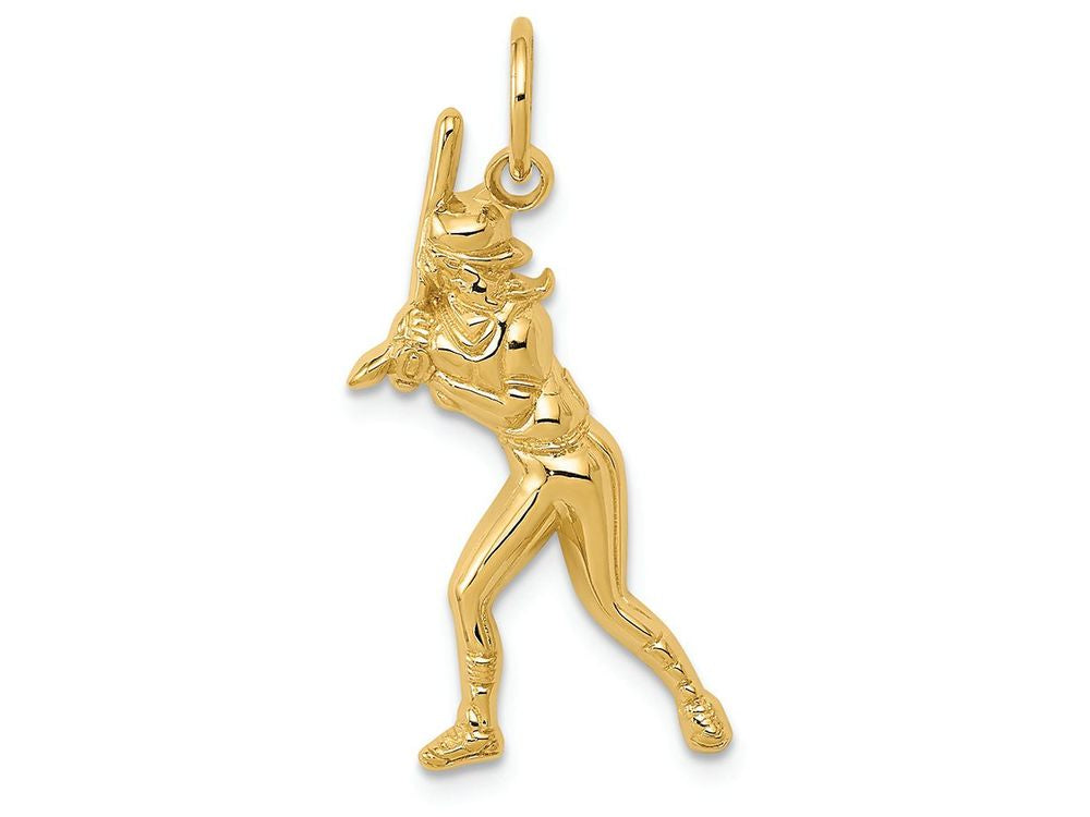 FJC Finejewelers 14k Yellow Gold Female Baseball Batter Charm