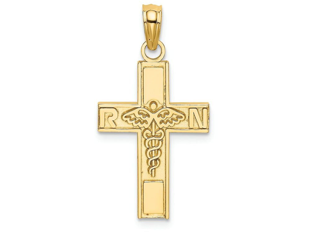 FJC Finejewelers 14k Yellow Gold Rn Caduceus Cross Charm