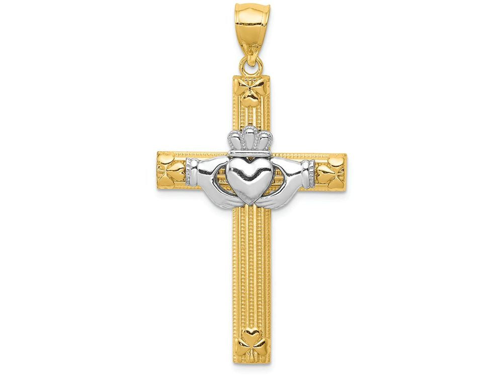 FJC Finejewelers 14k Two-tone Gold Claddagh Cross Charm