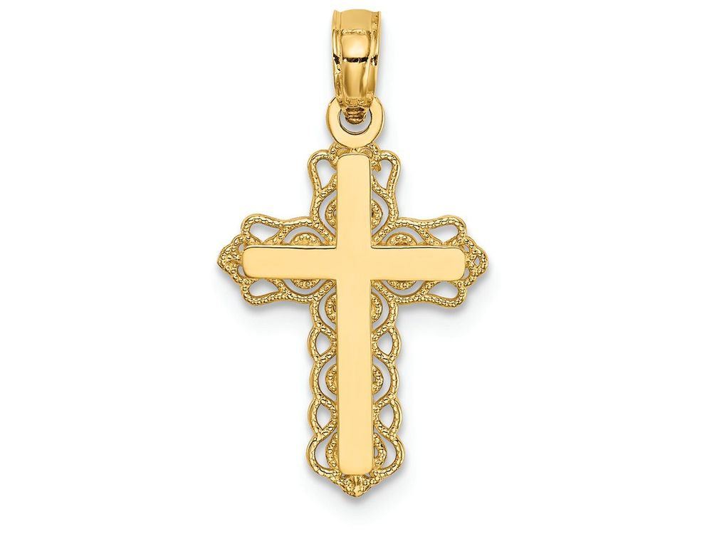 FJC Finejewelers 14k Yellow Gold Budded Cross Charm