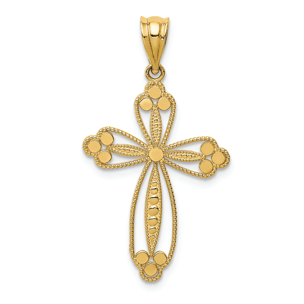 FJC Finejewelers 14k Yellow Gold Budded Cross Charm