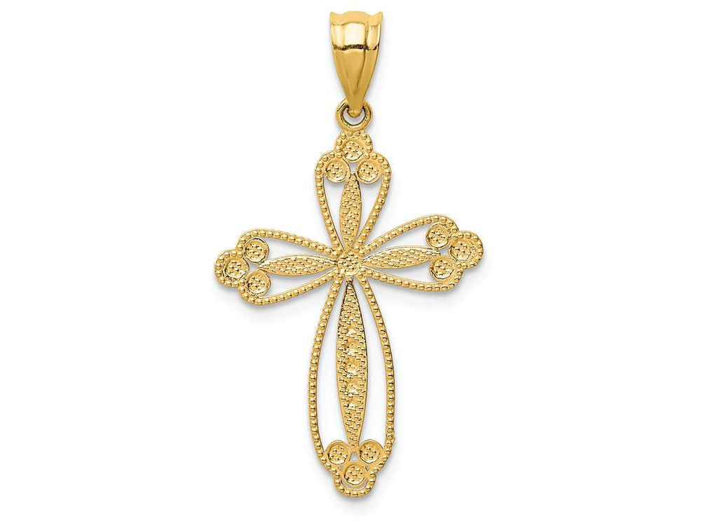 FJC Finejewelers 14k Yellow Gold Budded Cross Charm