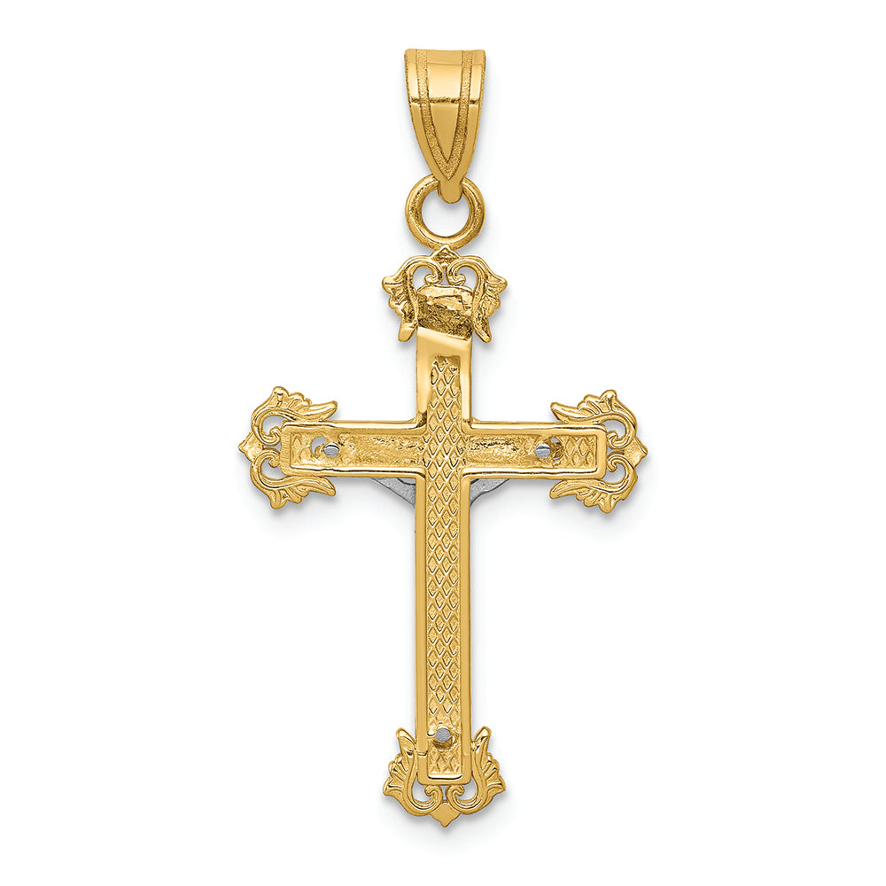 FJC Finejewelers 14k Two-tone Gold Bright Cut Crucifix Charm