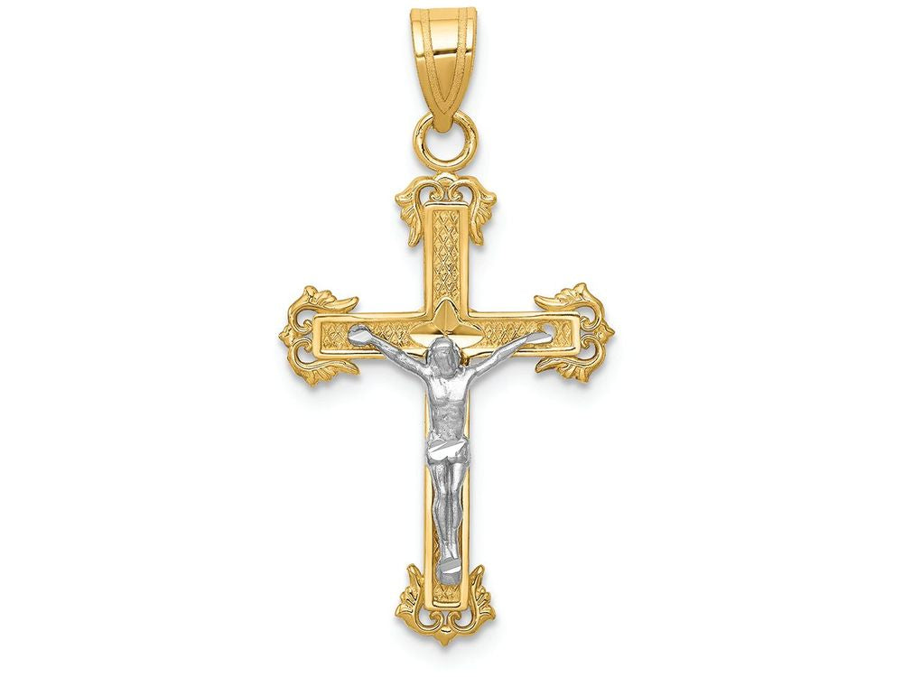 FJC Finejewelers 14k Two-tone Gold Bright Cut Crucifix Charm