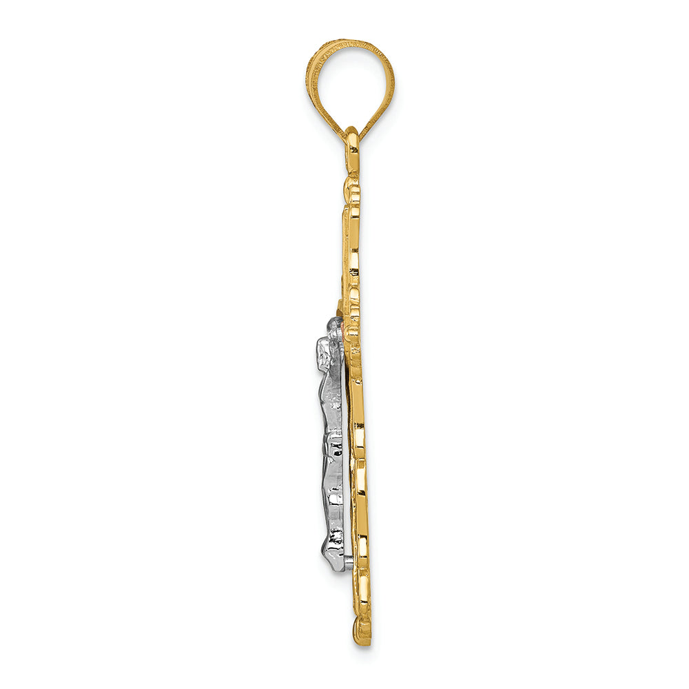 FJC Finejewelers 14 Kt Tri Color Gold Bright Cut Crucifix Charm