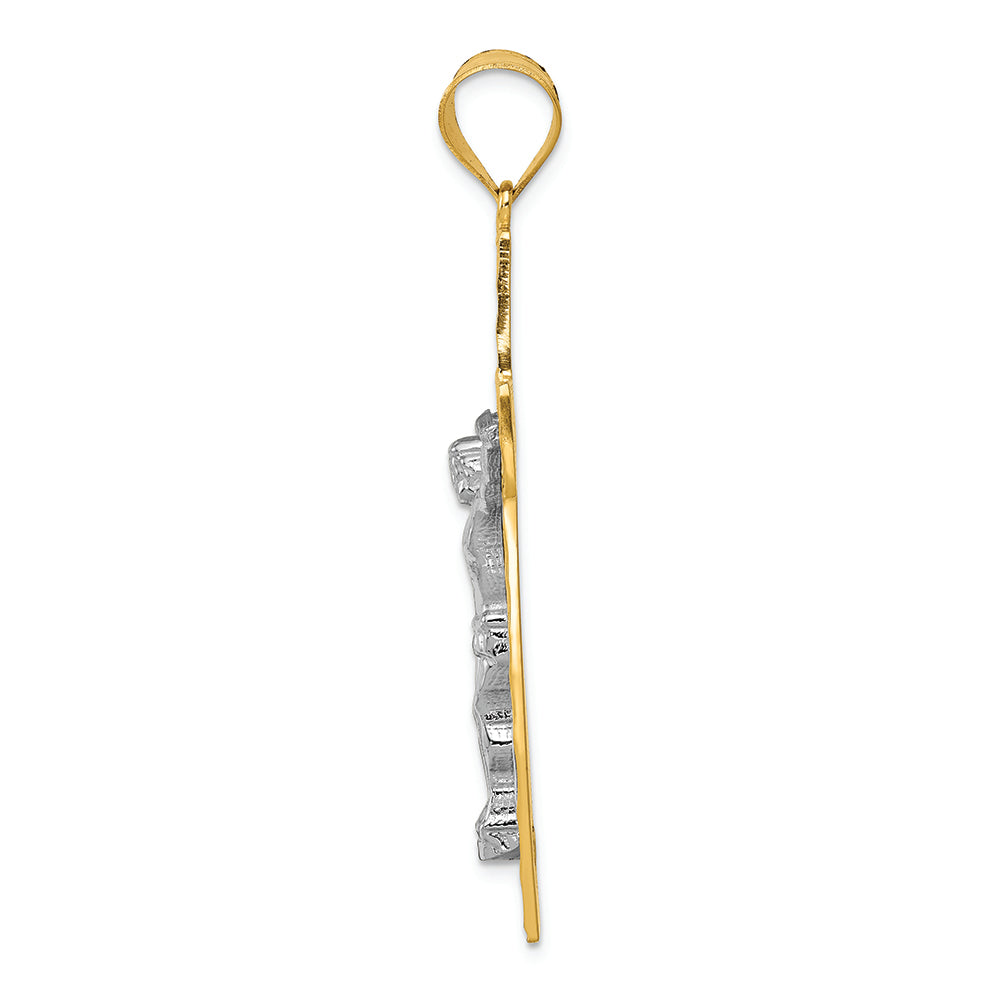 FJC Finejewelers 14k Two-tone Gold Bright Cut Crucifix Charm