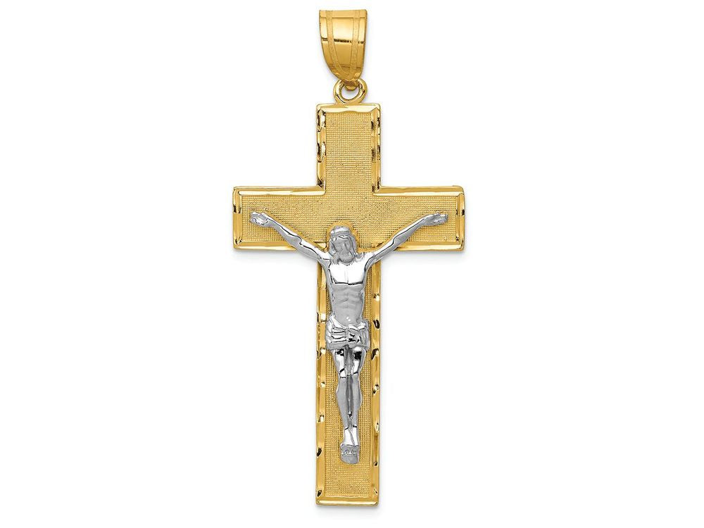 FJC Finejewelers 14k Two-tone Gold Bright Cut Crucifix Charm