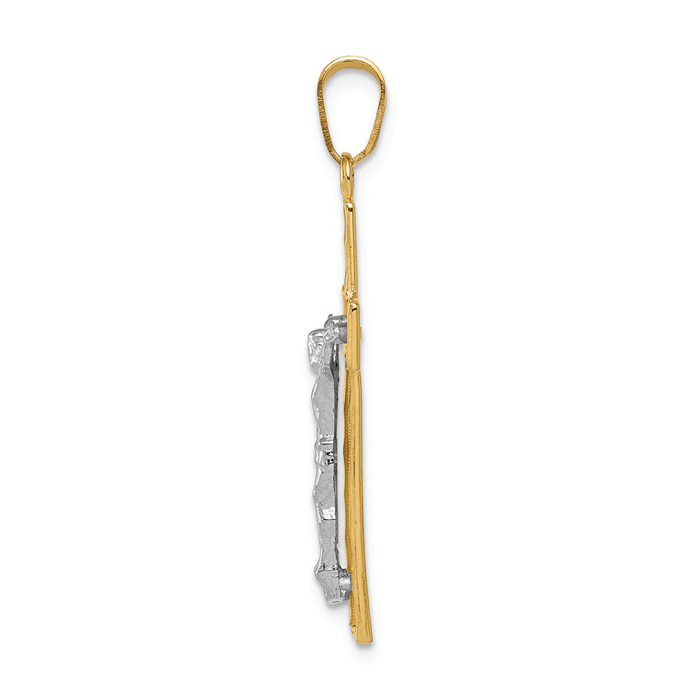 FJC Finejewelers 14k Two-tone Gold Bright Cut Crucifix Charm