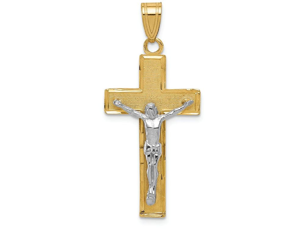 FJC Finejewelers 14k Two-tone Gold Bright Cut Crucifix Charm