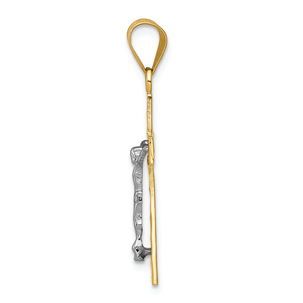 FJC Finejewelers 14k Two-tone Gold Bright Cut Crucifix Charm