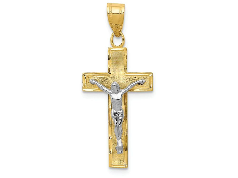 FJC Finejewelers 14k Two-tone Gold Bright Cut Crucifix Charm