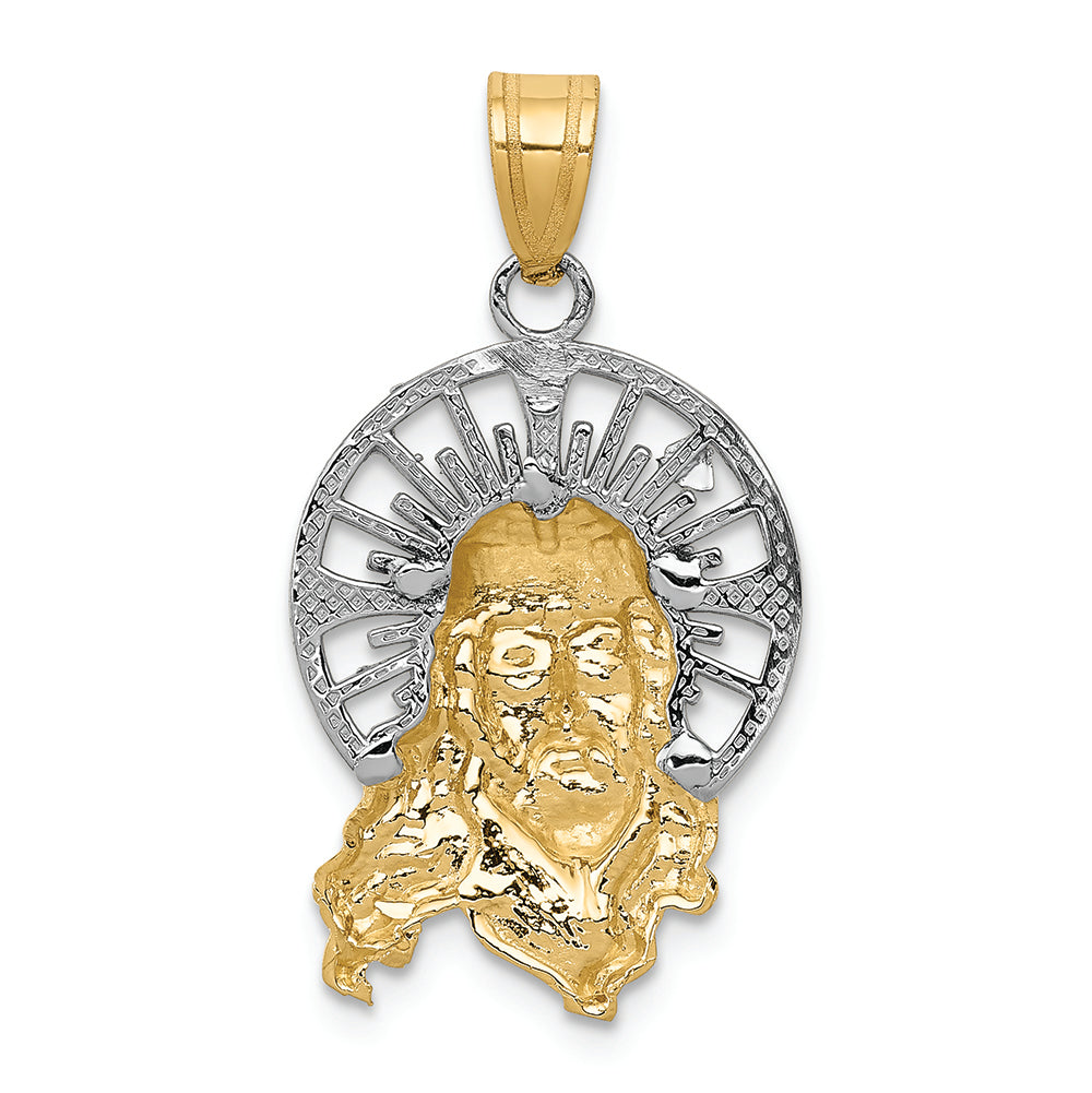 FJC Finejewelers 14 Kt Tri Color Gold Bright Cut Christ Charm