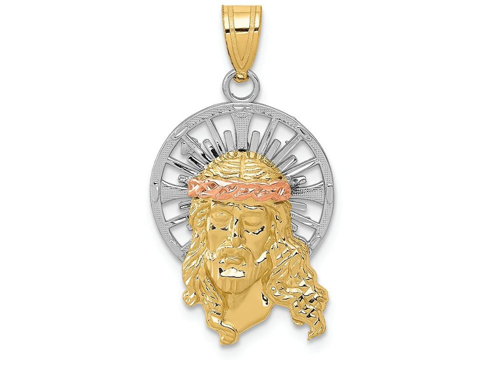 FJC Finejewelers 14 Kt Tri Color Gold Bright Cut Christ Charm