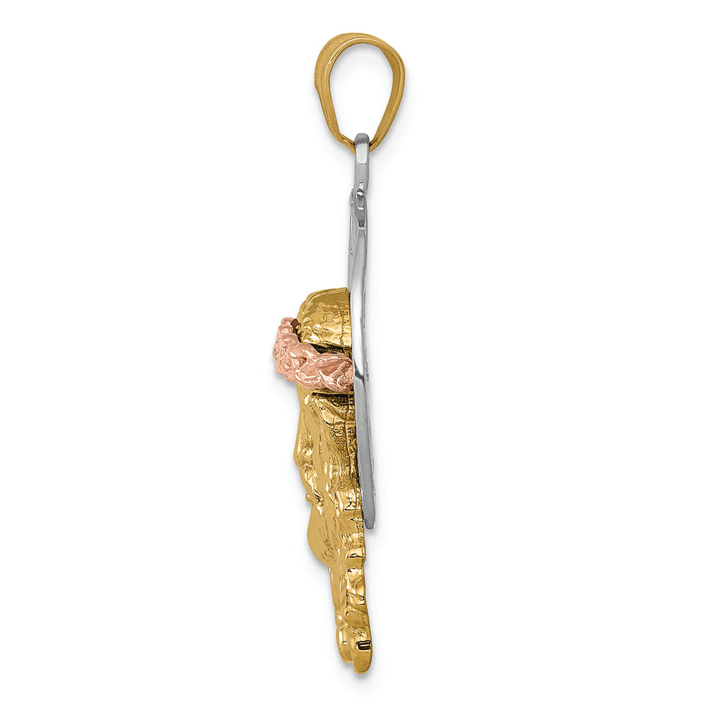 FJC Finejewelers 14 Kt Tri Color Gold Bright Cut Christ Charm
