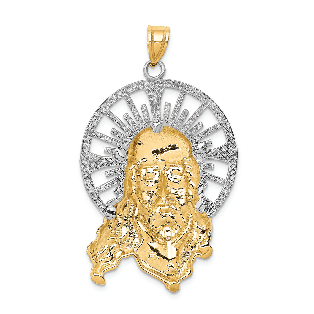 FJC Finejewelers 14 Kt Tri Color Gold Bright Cut Christ Charm
