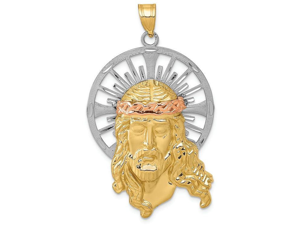 FJC Finejewelers 14 Kt Tri Color Gold Bright Cut Christ Charm