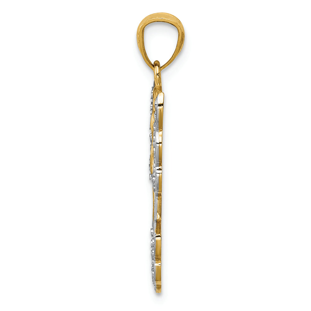 FJC Finejewelers 14k Yellow Gold with with Rhodium Filigree Angel Charm