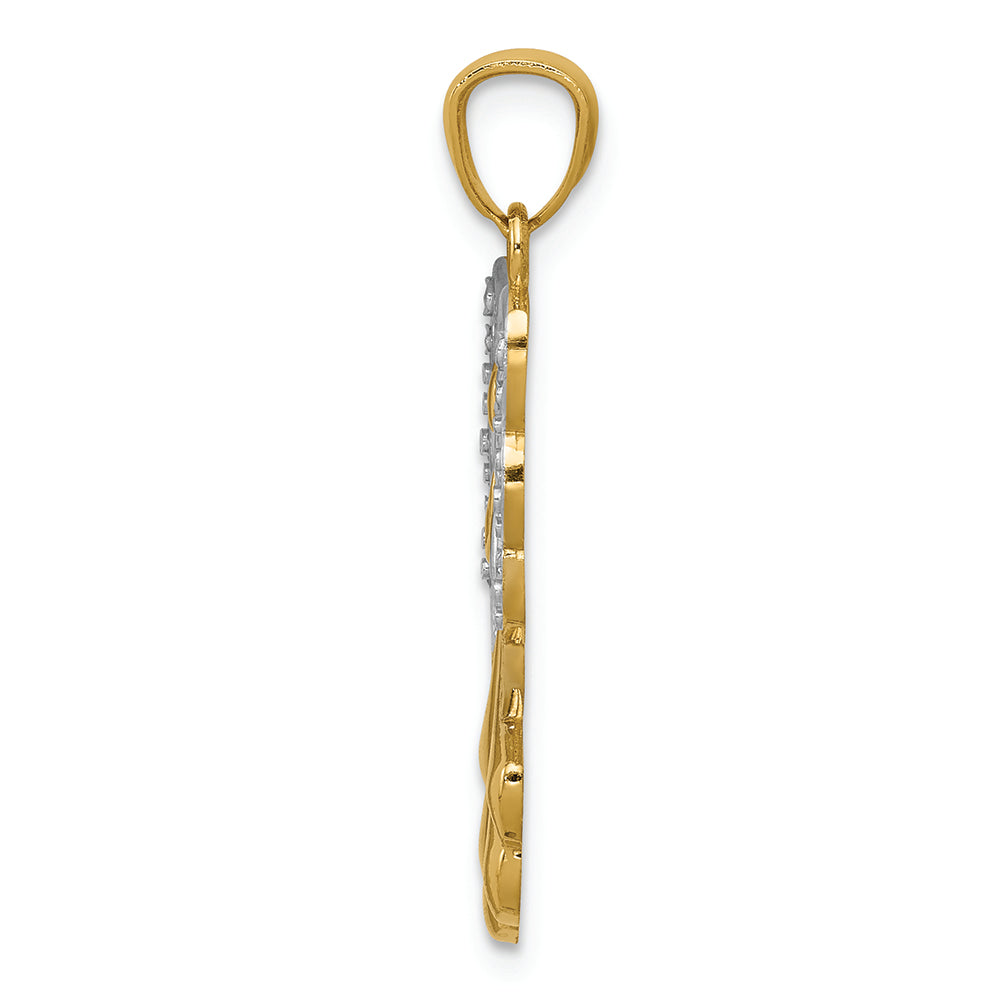 FJC Finejewelers 14k Yellow Gold with with Rhodium Filigree Angel Charm