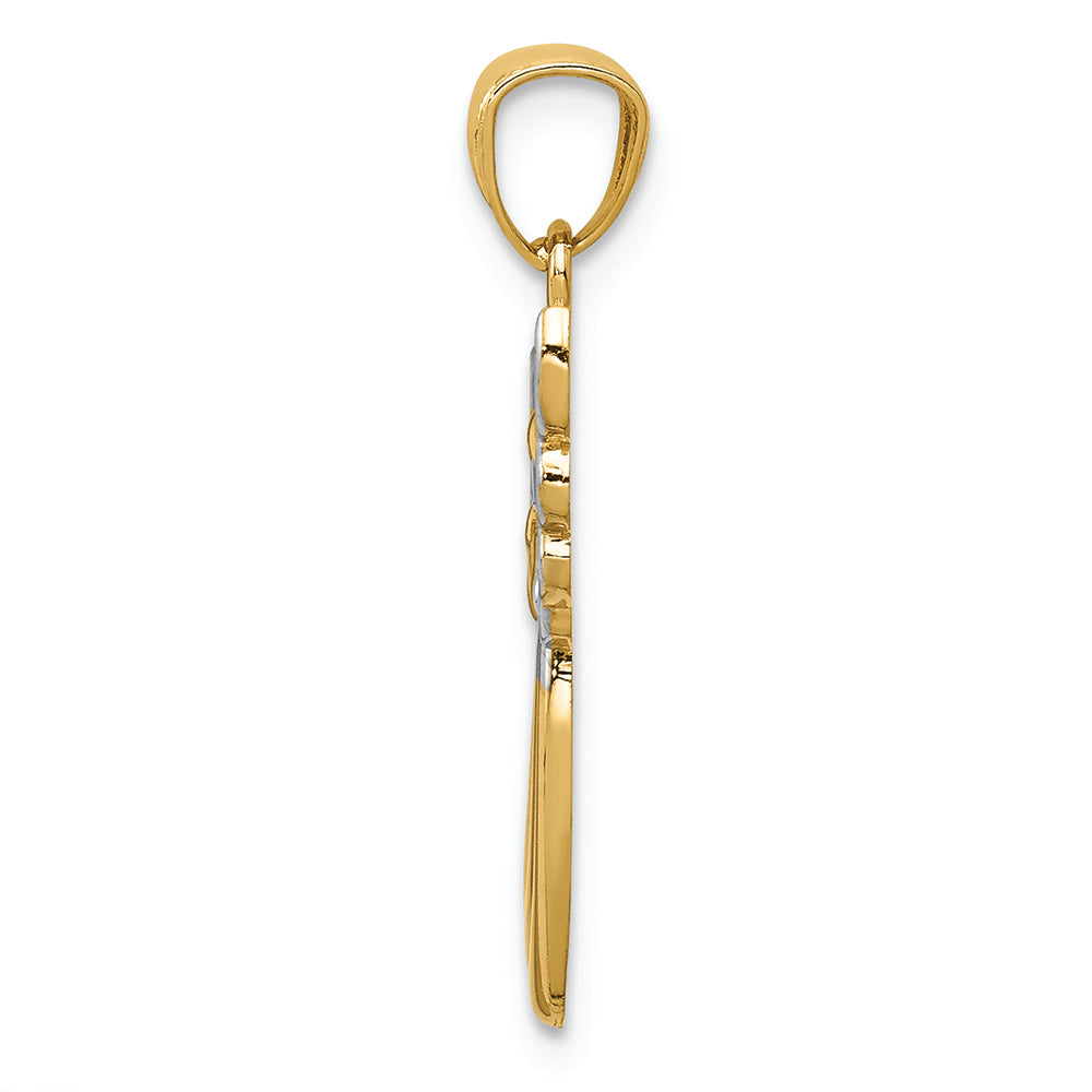 FJC Finejewelers 14k Yellow Gold with with Rhodium Filigree Angel Charm