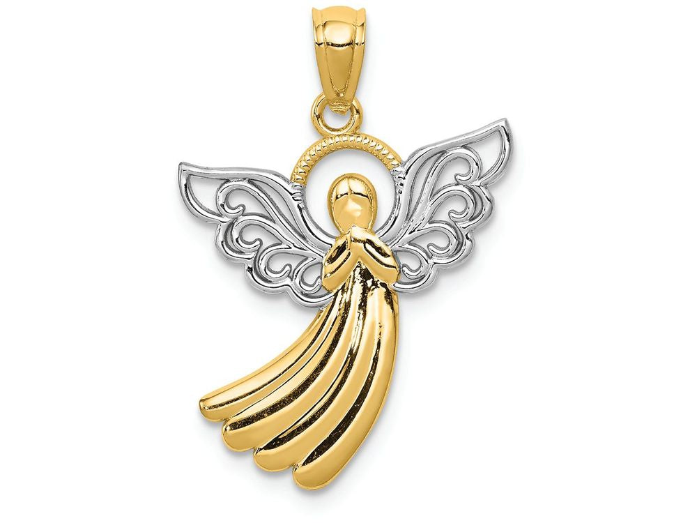 FJC Finejewelers 14k Yellow Gold with with Rhodium Filigree Angel Charm