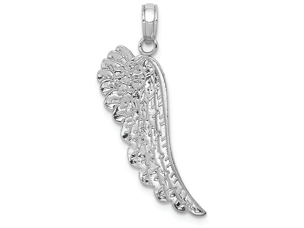 FJC Finejewelers 14k White Gold Single Angel Wingtextured Charm