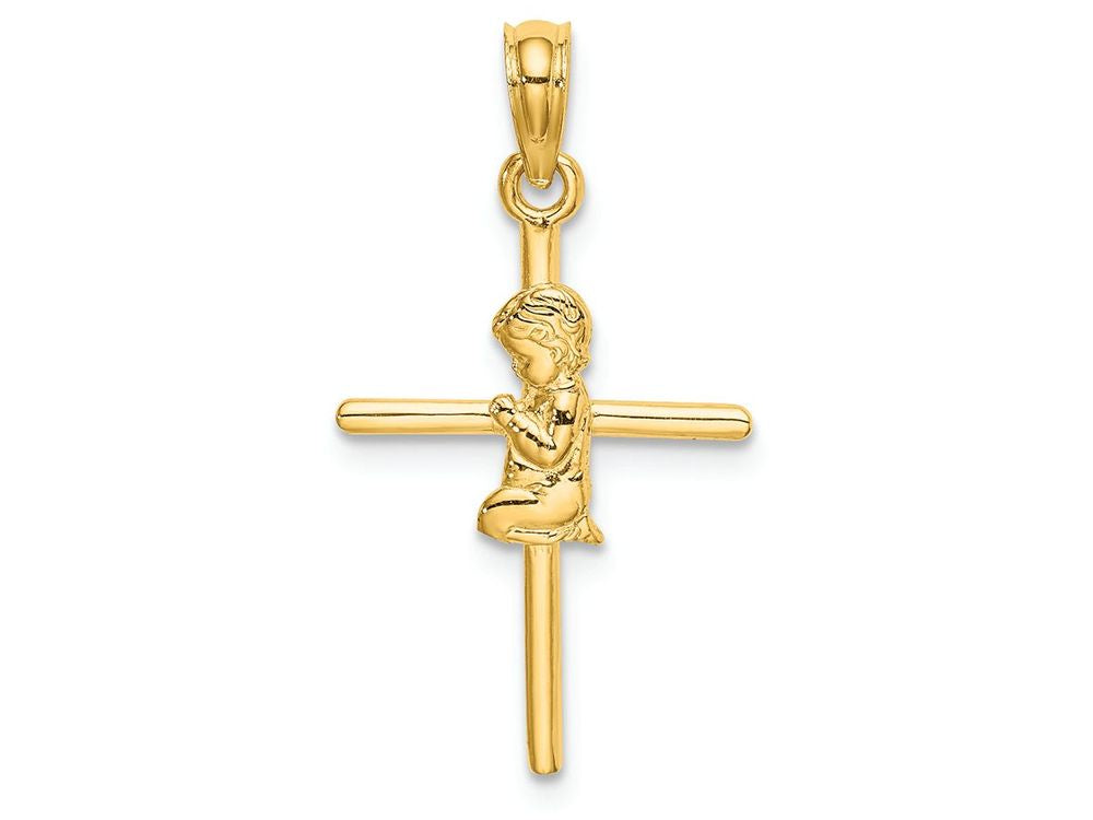 FJC Finejewelers 14k Yellow Gold Praying Boy Cross Charm